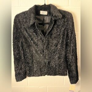 Ferrari Black/Silver Textured Teddy Jacket Size 8